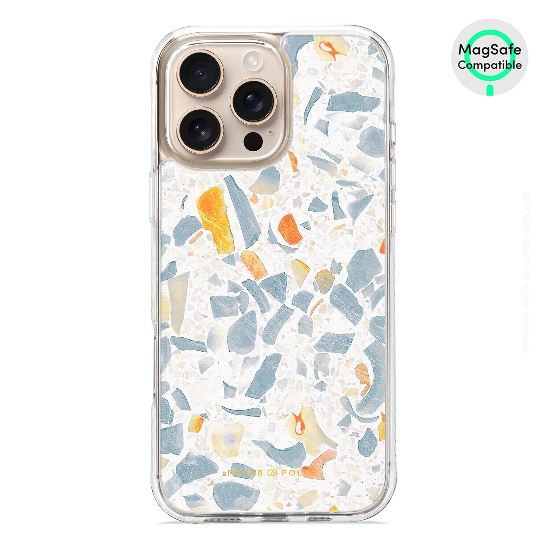 Terrazzo Grey - iPhone 16 Pro Max Clear Bumper MagSafe Case