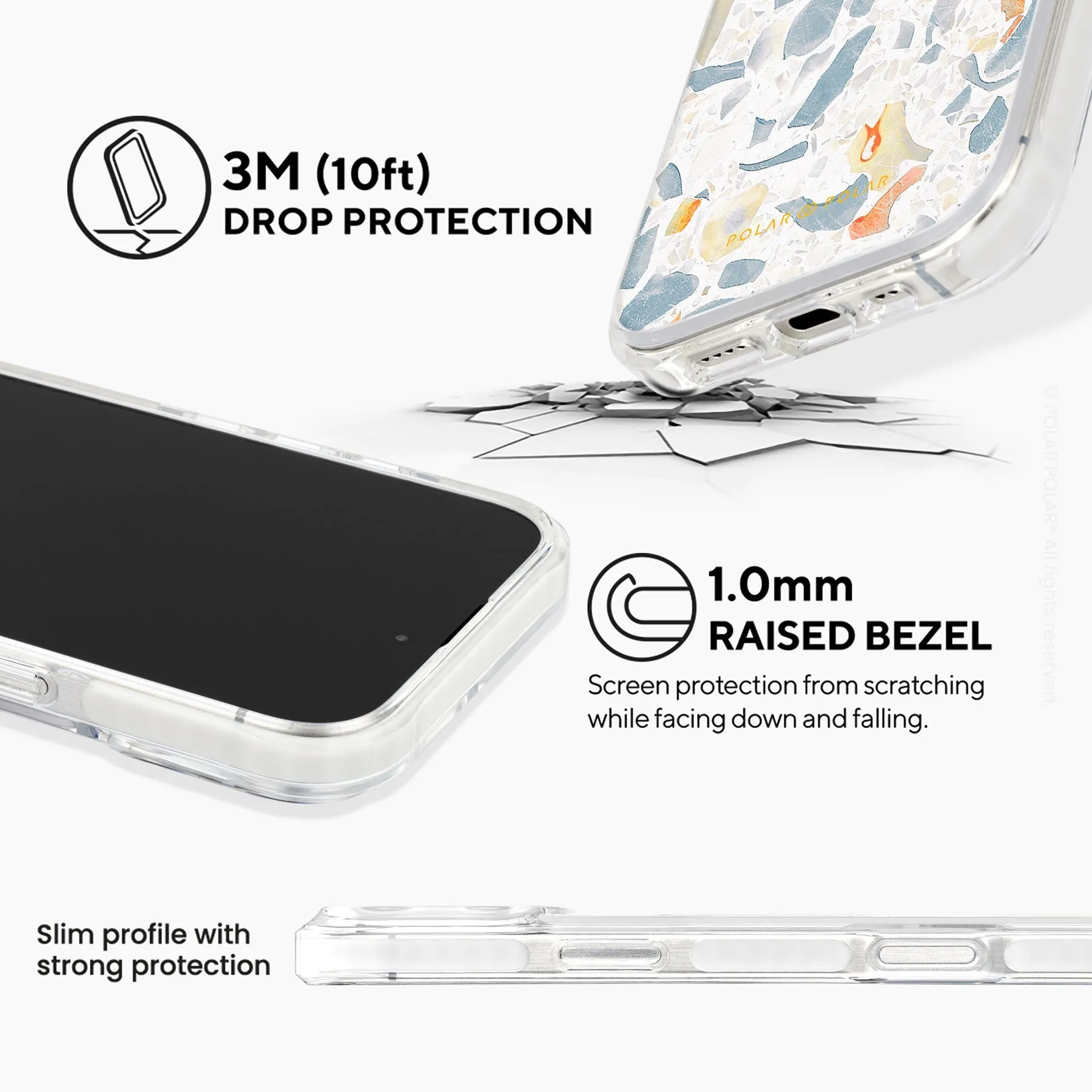 Terrazzo Grey - iPhone 16 Pro Max Clear Bumper MagSafe Case