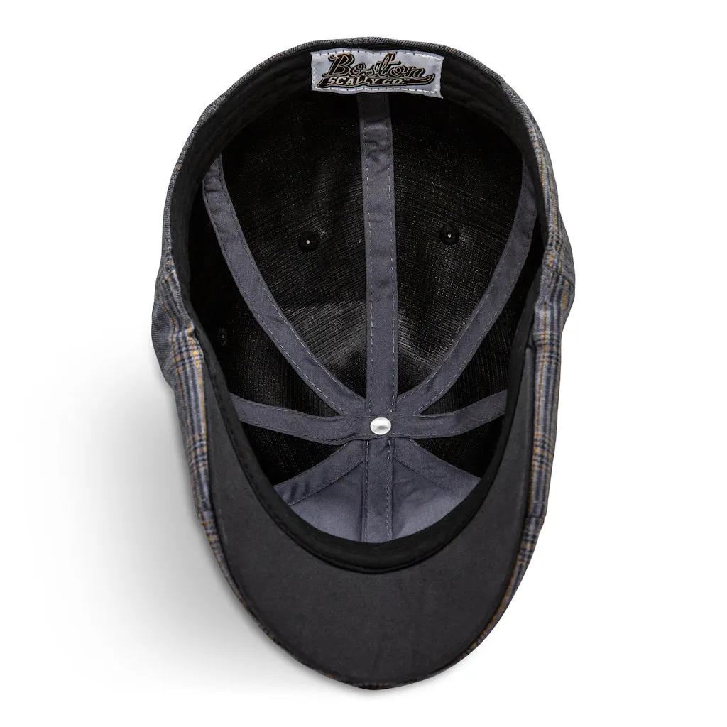 The 8-Panel Plaid Trainer Boston Scally Cap - Iron Grey Plaid