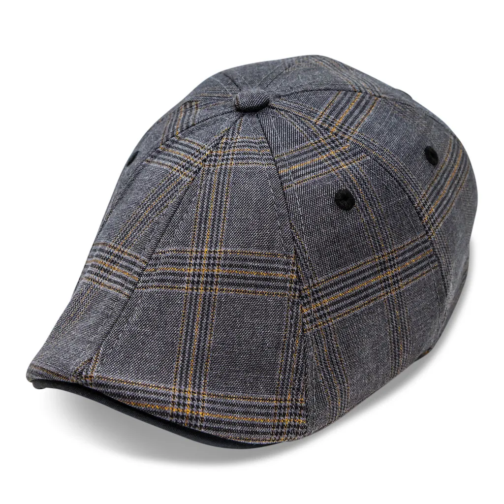 The 8-Panel Plaid Trainer Boston Scally Cap - Iron Grey Plaid