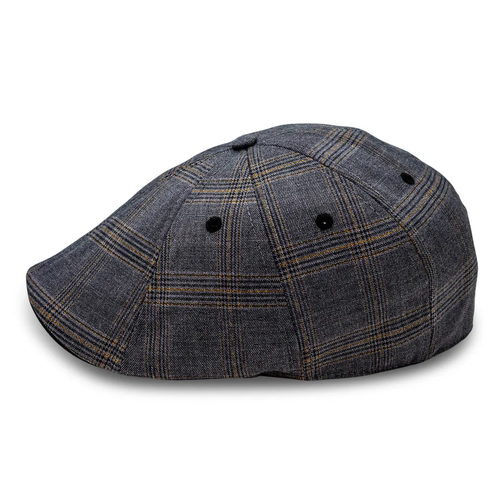 The 8-Panel Plaid Trainer Boston Scally Cap - Iron Grey Plaid
