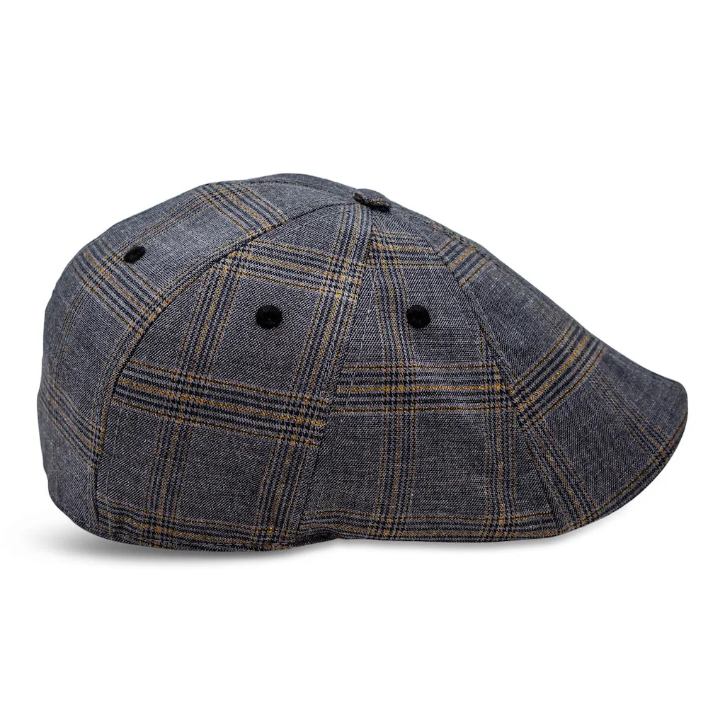The 8-Panel Plaid Trainer Boston Scally Cap - Iron Grey Plaid