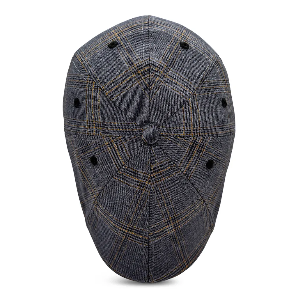 The 8-Panel Plaid Trainer Boston Scally Cap - Iron Grey Plaid