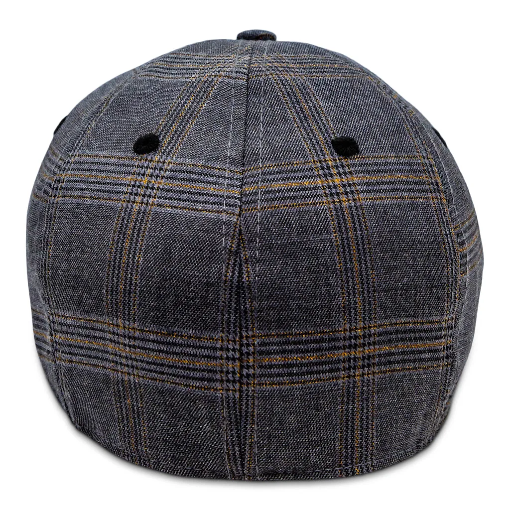The 8-Panel Plaid Trainer Boston Scally Cap - Iron Grey Plaid