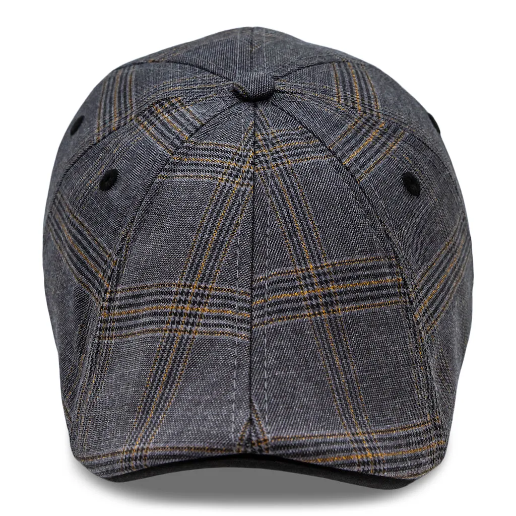 The 8-Panel Plaid Trainer Boston Scally Cap - Iron Grey Plaid