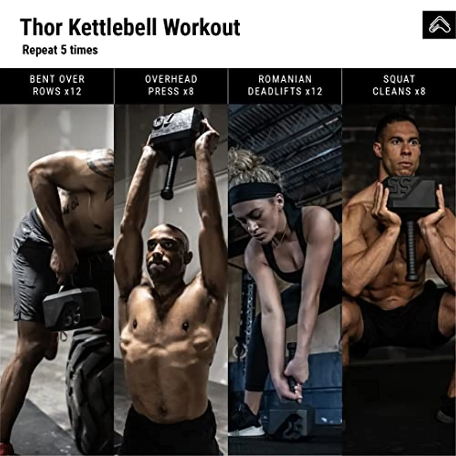 Thor Kettlebell Series by Tribe WOD, Workout Kettlebell Weights for Lifting Crossfit Kettlebell Muscle Building Cardio Fitness, Endurance and Stamina for Daily Workout Routine - 15 - 55lb Kettle Bells