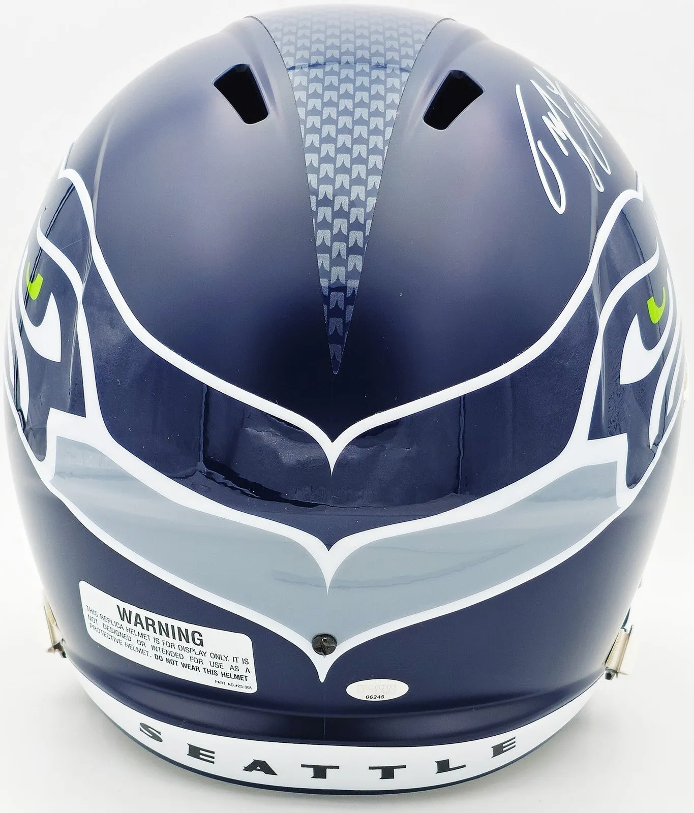 TYLER LOCKETT AUTOGRAPHED SEAHAWKS BLUE FULL SIZE SPEED HELMET MCS HOLO 236377
