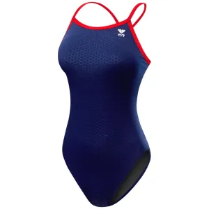 TYR Women's Hexa Diamondfit Swimsuit: Navy/Red