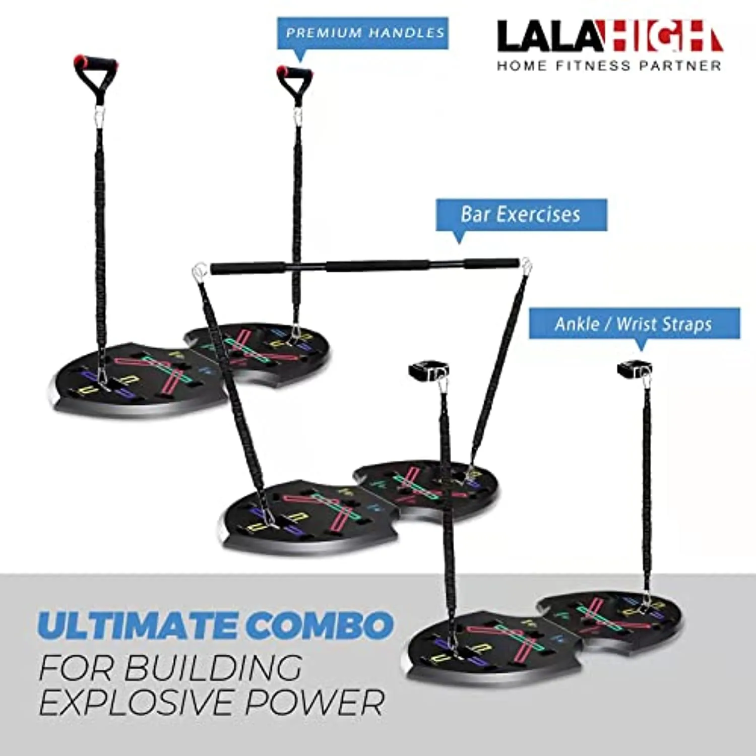 Ultimate Push Up board, Portable at Home Gym, Strength Training equipment for Men, Home Workout Equipment with 15 Gym Accessories, Foldable Pushup bar with Resistance band, Pilates Bar, Jump rope