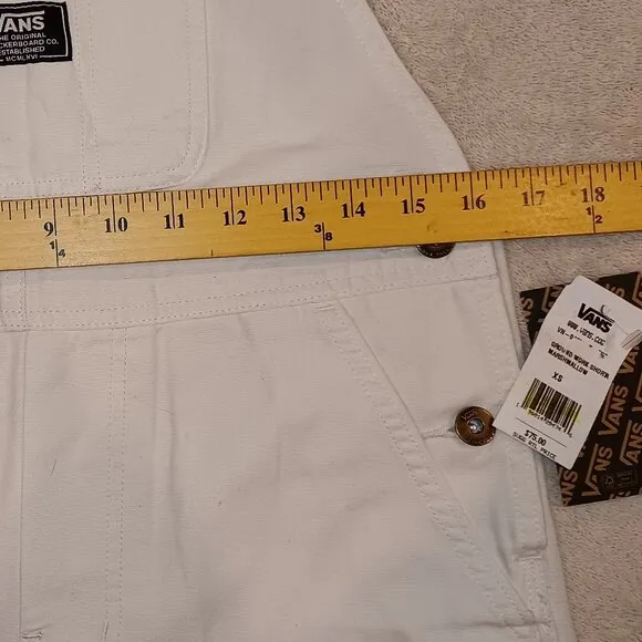 Vans Women's XS Ground Work Shortall Marshmallow White Overalls VN000G8WFS8