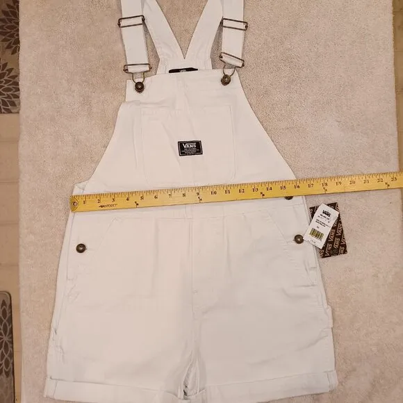 Vans Women's XS Ground Work Shortall Marshmallow White Overalls VN000G8WFS8
