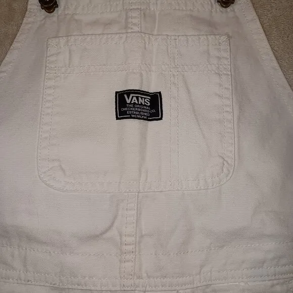 Vans Women's XS Ground Work Shortall Marshmallow White Overalls VN000G8WFS8
