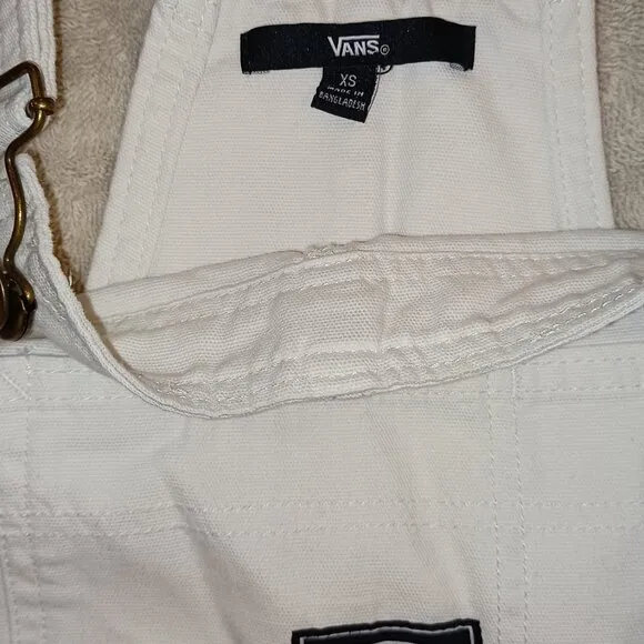 Vans Women's XS Ground Work Shortall Marshmallow White Overalls VN000G8WFS8