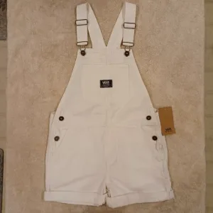 Vans Women's XS Ground Work Shortall Marshmallow White Overalls VN000G8WFS8