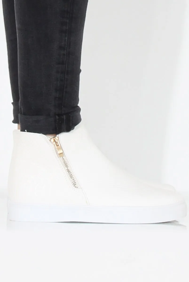 White Snakeskin Hightop Trainer - Tracey