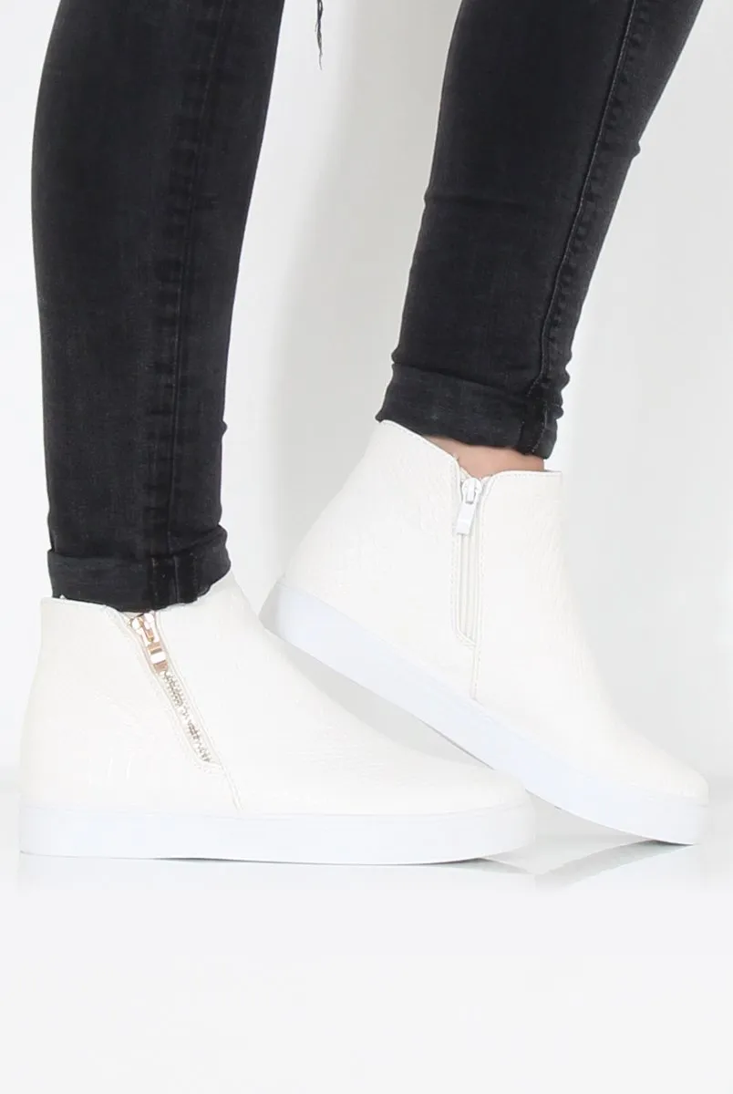 White Snakeskin Hightop Trainer - Tracey