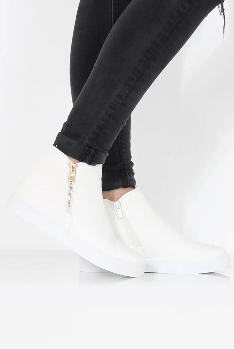 White Snakeskin Hightop Trainer - Tracey