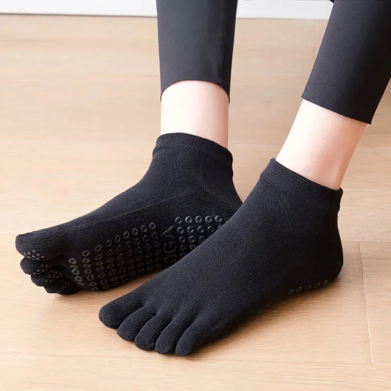 Women's Breathable Pilates Socks Anti-Slip Five-Toe Yoga Socks Quick-Dry Cotton Ladies Ballet Dance Elasticity Fitness Toe Socks
