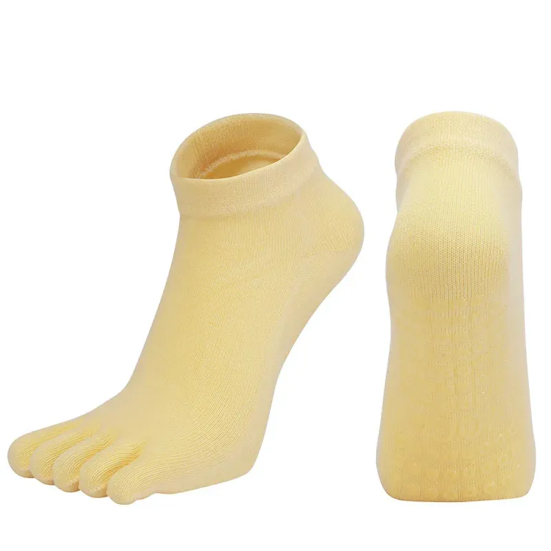 Women's Breathable Pilates Socks Anti-Slip Five-Toe Yoga Socks Quick-Dry Cotton Ladies Ballet Dance Elasticity Fitness Toe Socks
