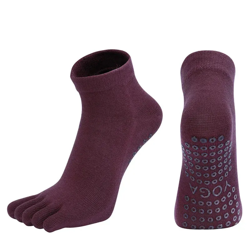 Women's Breathable Pilates Socks Anti-Slip Five-Toe Yoga Socks Quick-Dry Cotton Ladies Ballet Dance Elasticity Fitness Toe Socks