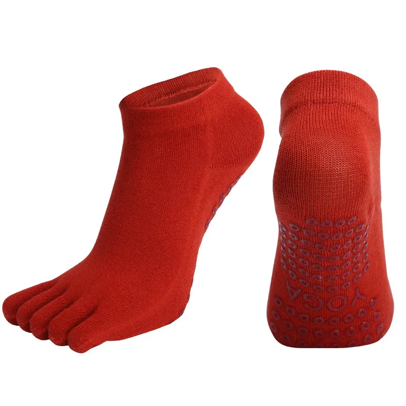 Women's Breathable Pilates Socks Anti-Slip Five-Toe Yoga Socks Quick-Dry Cotton Ladies Ballet Dance Elasticity Fitness Toe Socks