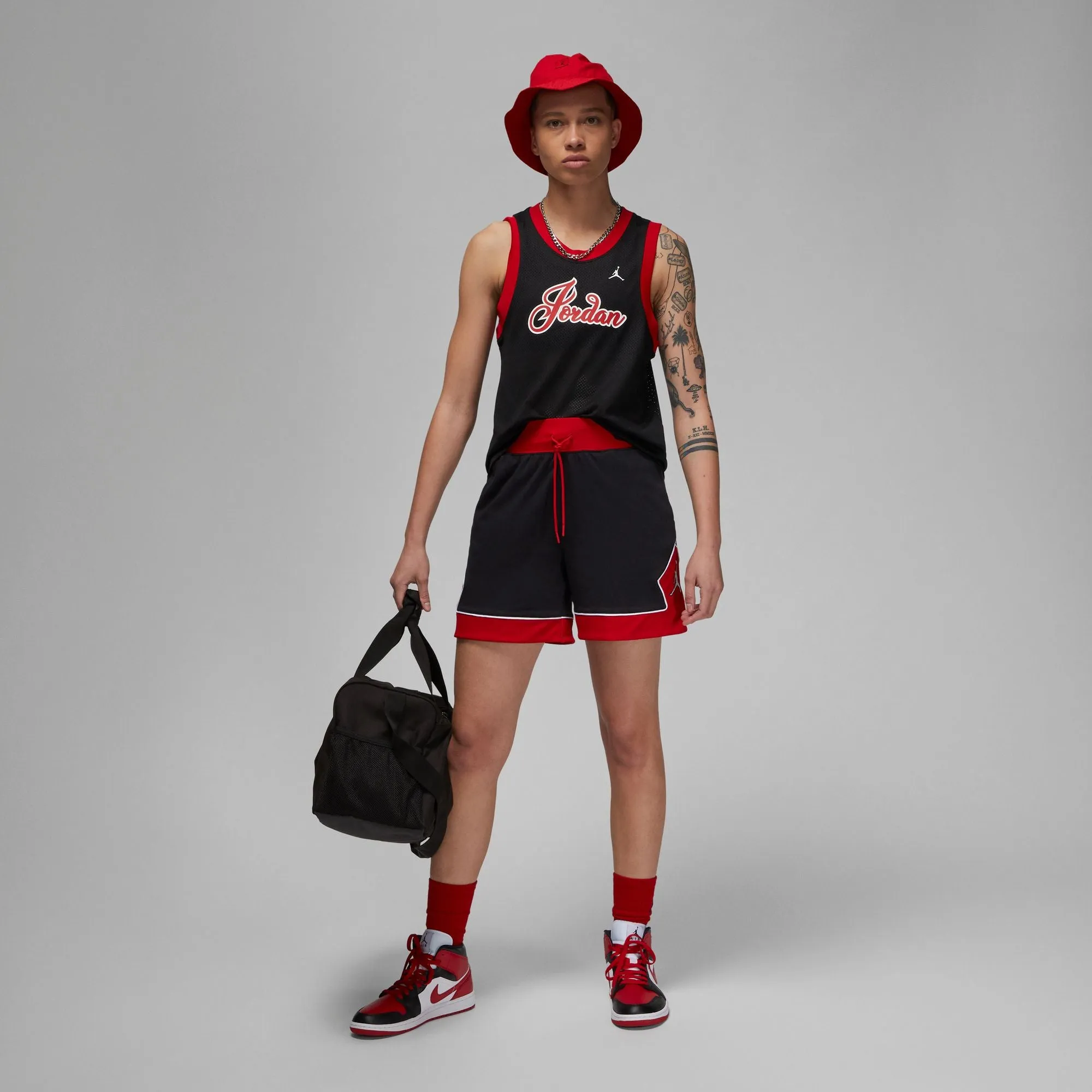 Womens Jordan Diamond Shorts 'Black/Red'
