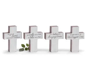 WOODEN CROSS SHELF SITTERS