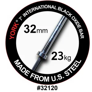 York Barbell | International Black Oxide Bar - 7ft (32mm)